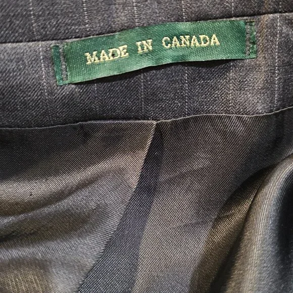 Ralph Lauren 100% Wool Gray Striped Made in Canada Suit 46R X 38W - Picture 11 of 13